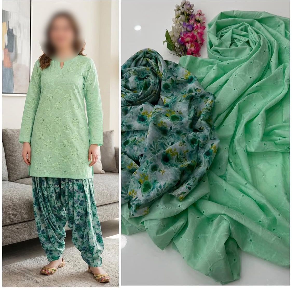 Chikankari Boring Work Pure Lawn 2-Piece Unstitched Suit