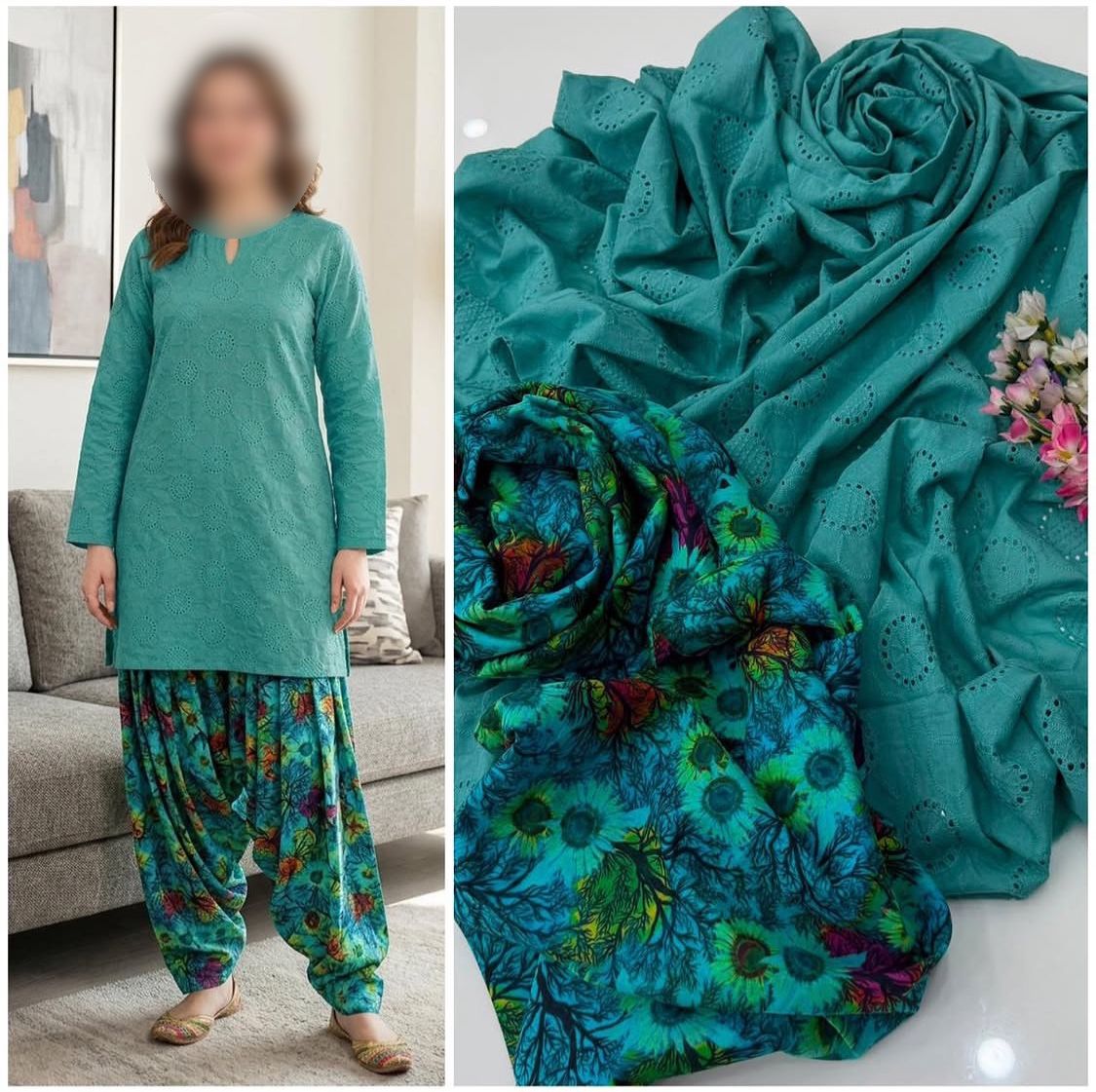 Chikankari Boring Work Pure Lawn 2-Piece Unstitched Suit