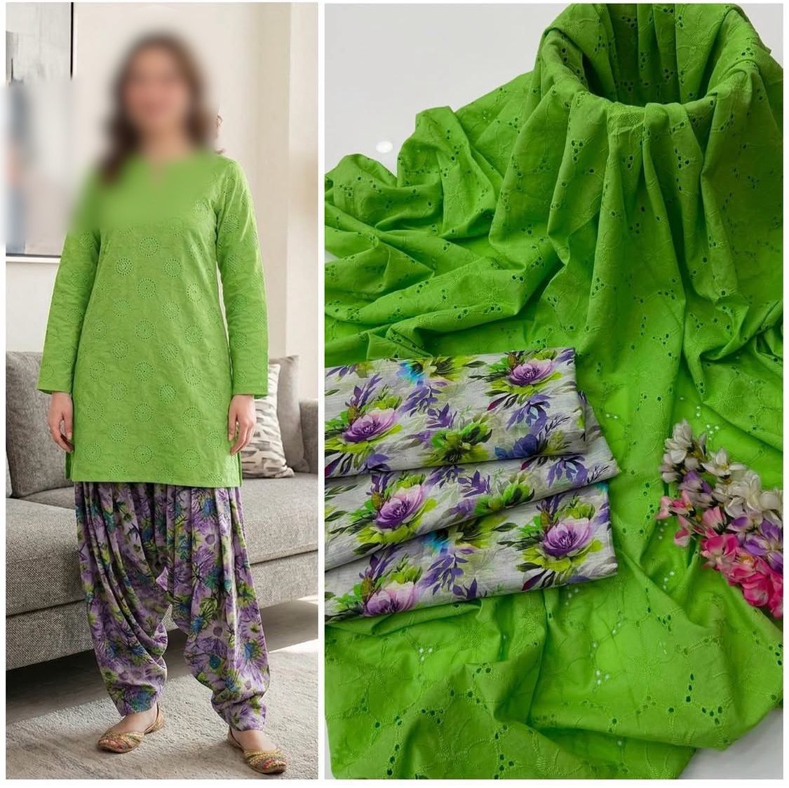 Chikankari Boring Work Pure Lawn 2-Piece Unstitched Suit