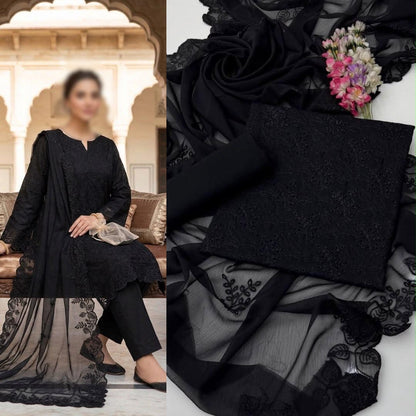 Computer Chikankari Boring Jaal 3PC Unstitched Lawn Suit