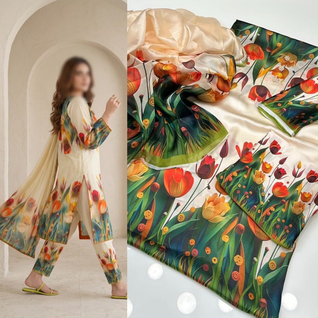 Shamoze Silk Digital Print 3PC Unstitched Suit